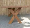  Product image 5 of the product “Natural wood table suar with wooden legs X model, 251,5cm length, 115cm width, 81cm height. Table top 7,5cm thickness ”